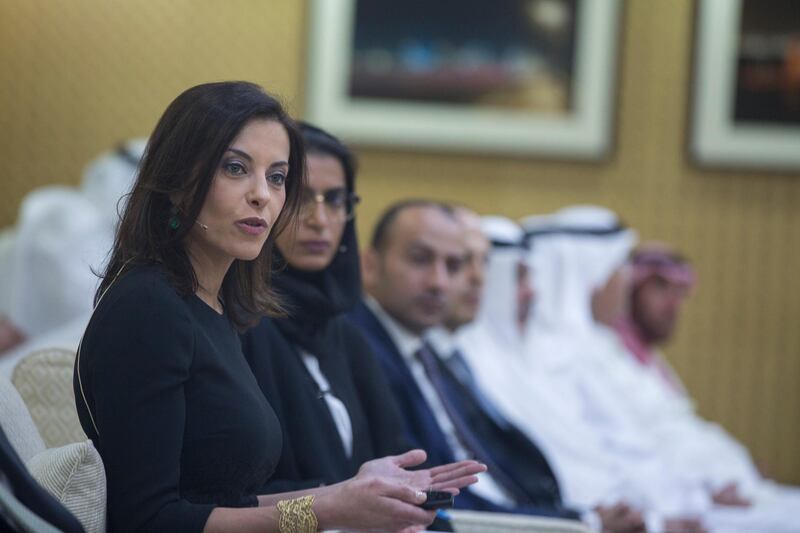 ABU DHABI, UNITED ARAB EMIRATES -December 10, 2014: Dina Habib Powell delivers a lecture entitled Creating a Nation: The Case for Women's Economic Empowerment at Al Bateen majilis.

(Donald Weber / Crown Prince Court - Abu Dhabi)