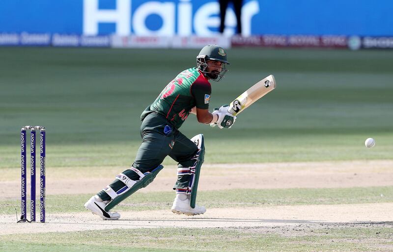 DUBAI , UNITED ARAB EMIRATES, September 28 , 2018 :- Liton Das of Bangladesh playing a shot during the final of Unimoni Asia Cup UAE 2018 cricket match between Bangladesh vs India held at Dubai International Cricket Stadium in Dubai. ( Pawan Singh / The National )  For News/Sports/Instagram/Big Picture. Story by Paul