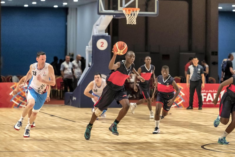 ABU DHABI, UNITED ARAB EMIRATES. 15 MARCH 2019. Special Olympics action at ADNEC. Nigeria vs Luxembourg, Basketball. (Photo: Antonie Robertson/The National) Journalist: None: National.