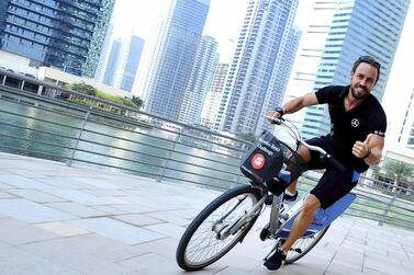 Past contestants in the Rush-A-Way challenge have had to cycle around JLT, delivering eggs without breaking them. Courtesy Rush-A-Way