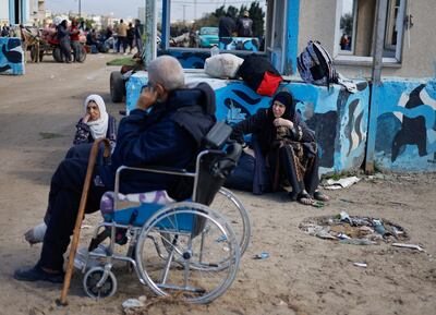 Palestinian patients rest as they arrive in Rafah after they were evacuated from Nasser Hospital in Khan Younis. Reuters