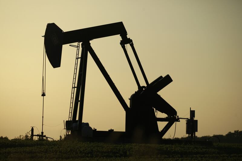 An oil pump jack in Illinois. Declining fuel demand in the US sent oil prices lower on Wednesday. Bloomberg