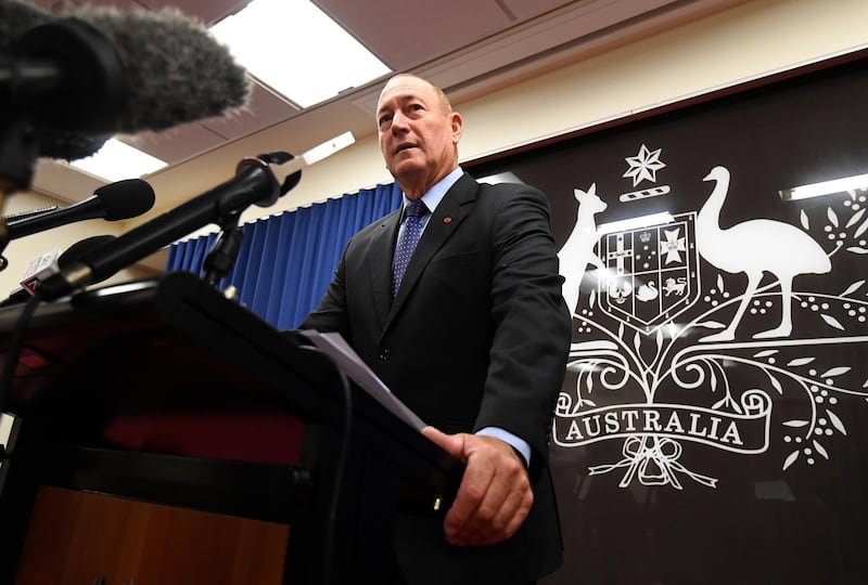 epa07446329 Senator Fraser Anning speaks during a press conference in Brisbane, Australia, 18 March 2019. The Senator has been widely criticised for posting an anti-muslim statement in regards to the New Zealand mosque attacks.  EPA/DAN PELED  AUSTRALIA AND NEW ZEALAND OUT