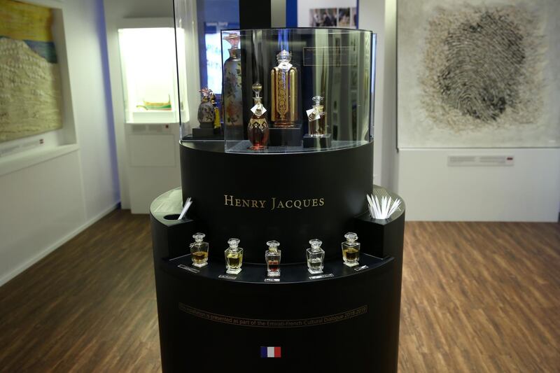 Five of Sheikh Zayed’s favourite fragrances, created exclusively by French Haute Parfumerie House, Henry Jacques. Courtesy EU Delegation