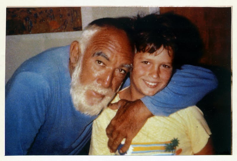 “I’m going to try and visit as many of the countries where it’s screening as I can. I can’t describe how proud I am, and I know my father would be, too,” says Malek. Pictured: a young Malek Akkad with Anthony Quinn