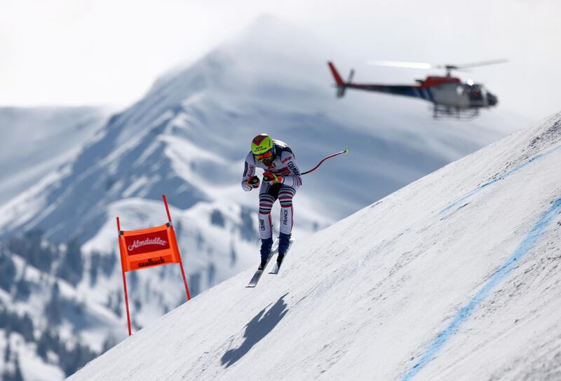 France's Matthieu Bailet in action during the Men's Downhill during the FIS Ski World Cup. Reuters