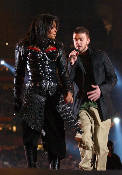 Janet Jackson's "wardrobe malfunction" during the half-time performance at the Super Bowl saw the star vilified with long-lasting damaging effects on her career, while Timberlake escaped unscathed. Photo: WireImage