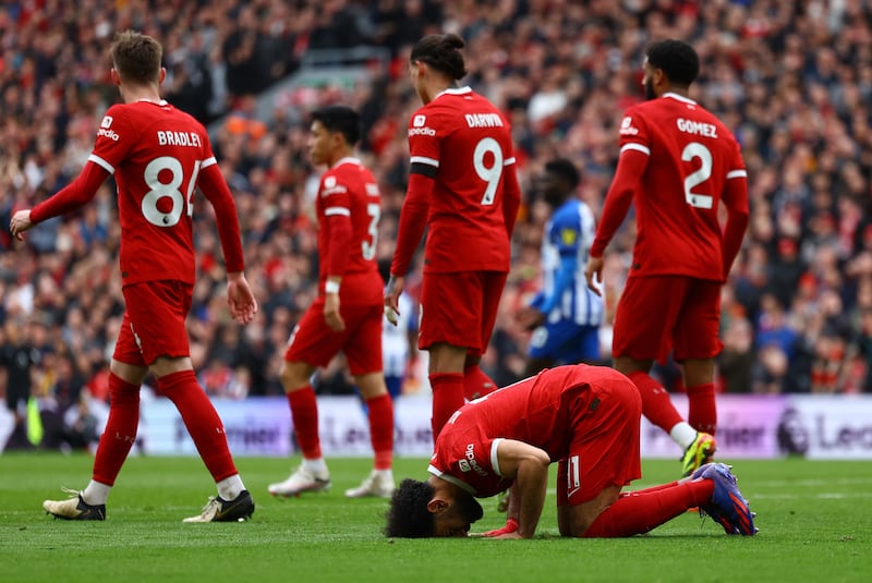  Liverpool's Mohamed Salah celebrates scoring their second goal. Reuters