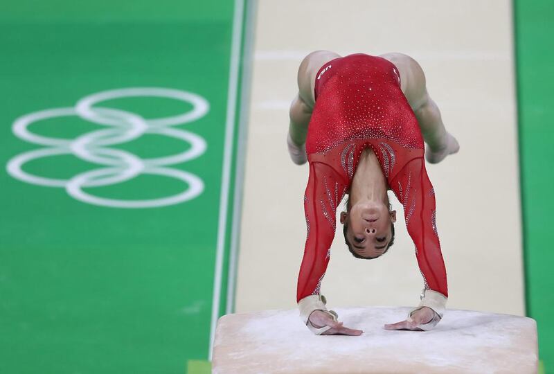 Alexandra Raisman practices the vault during an artistic gymnastics training session at the Arena Olimpica do Rio. Lars Baron / Getty Images