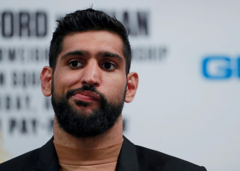Amir Khan speaks to the media during the press conference. Reuters