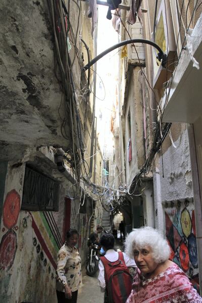 Ellen Siegel, who is from Washington DC, traveled to the Beirut neighborhood of Shatila to mark the anniversary of the Sabra and Shatila massacre in 1982. Siegel worked at Gaza Hospital in Shatila when the massacre took place and has visited every year to mark the anniversary for the last 17 years. Sept. 22, 2017. 