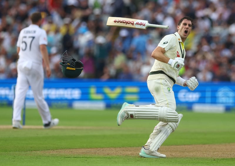 Australia's Pat Cummins celebrates beating England in the first Ashes Test at Edgbaston Cricket Ground, Birmingham. BeIN has the domestic rights for the series. Reuters