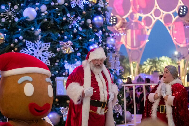Santa Claus and Mrs Claus at Winter City, Expo City Dubai. All photos: Leslie Pableo for The National