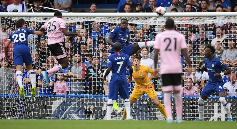 Ndidi heads home Leicester's leveller. AFP
