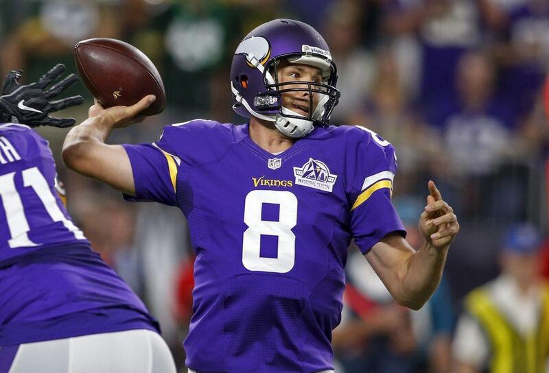 Minnesota Vikings quarterback Sam Bradford attempts a pass on Sunday. Bruce Kluckhohn / USA Today Sports