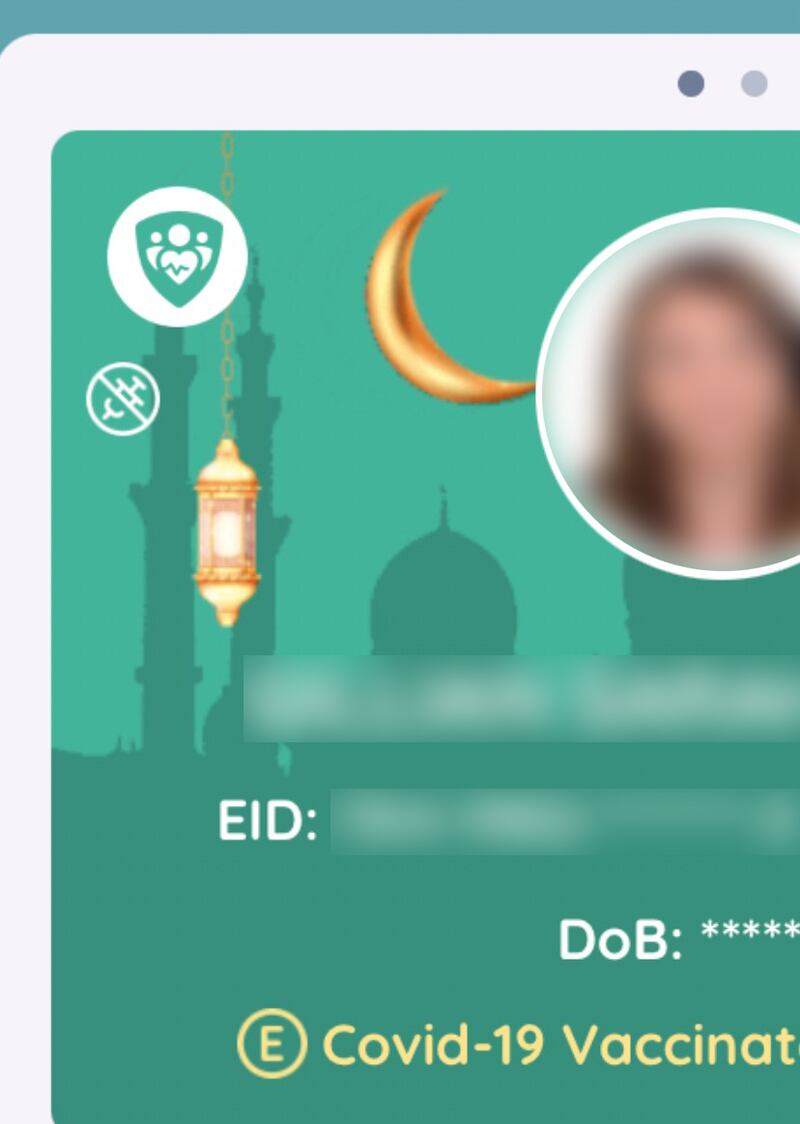 The syringe icon on the Al Hosn app shows you have had Covid in the last three months and are exempted from vaccination. The National