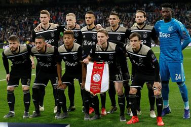 Soccer Football - Champions League - Round of 16 Second Leg - Real Madrid v Ajax Amsterdam - Santiago Bernabeu, Madrid, Spain - March 5, 2019 Ajax players pose for a team group photo before the match REUTERS/Susana Vera
