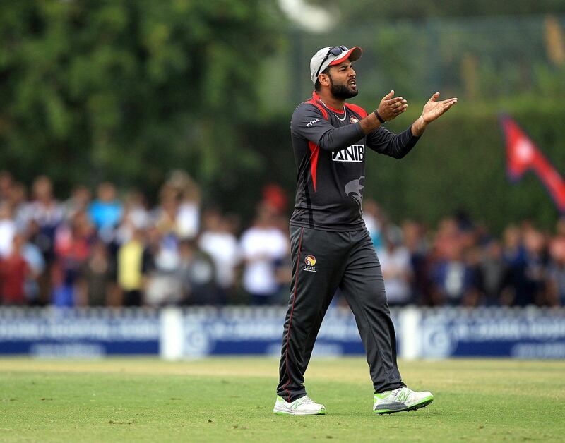 Dubai, February, 03,2019:  UAE Captain Mohammed Naveed  during the final T20 match against Nepal at the ICC Global Academy in Dubai. Satish Kumar/ For the National / Story by Paul Radley