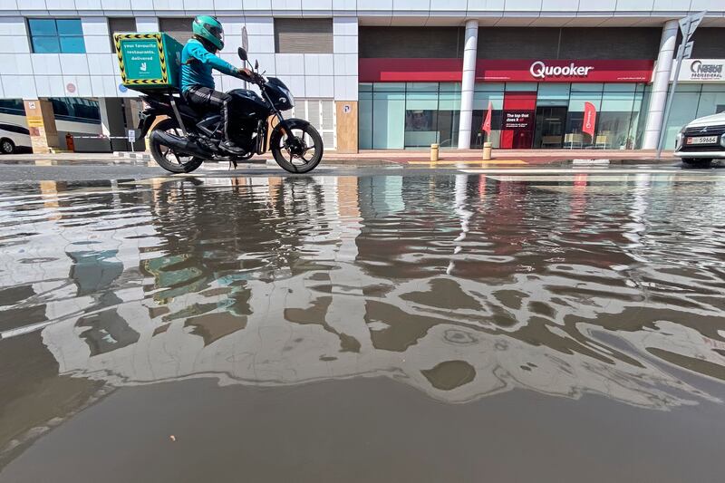 Rain showers hit Ajman, Dubai, Fujairah, Sharjah and Abu Dhabi on Tuesday morning. Antonie Robertson / The National