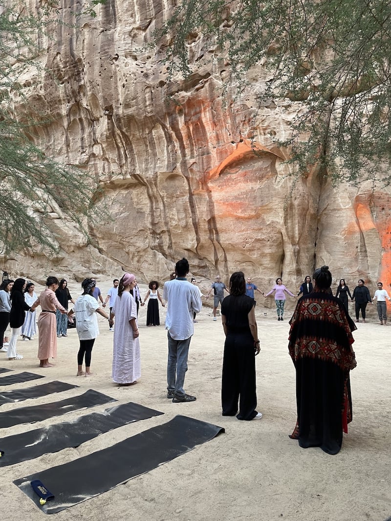 People participate in AlUla wellness festival. Photo: Mariam Nihal / The National