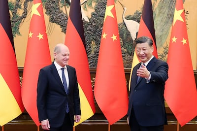 Scholz's 2022 meeting with Xi Jinping in Beijing ruffled feathers in the West. AP