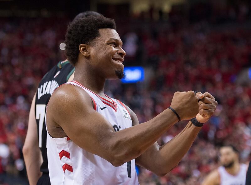 Toronto Raptors guard Kyle Lowry celebrates. AP Photo