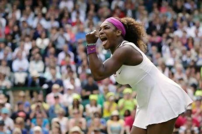 Serena Williams had to rely on her serve to see off the stiff challenge from Zheng Jie. Anja Niedringhaus / AP Photo