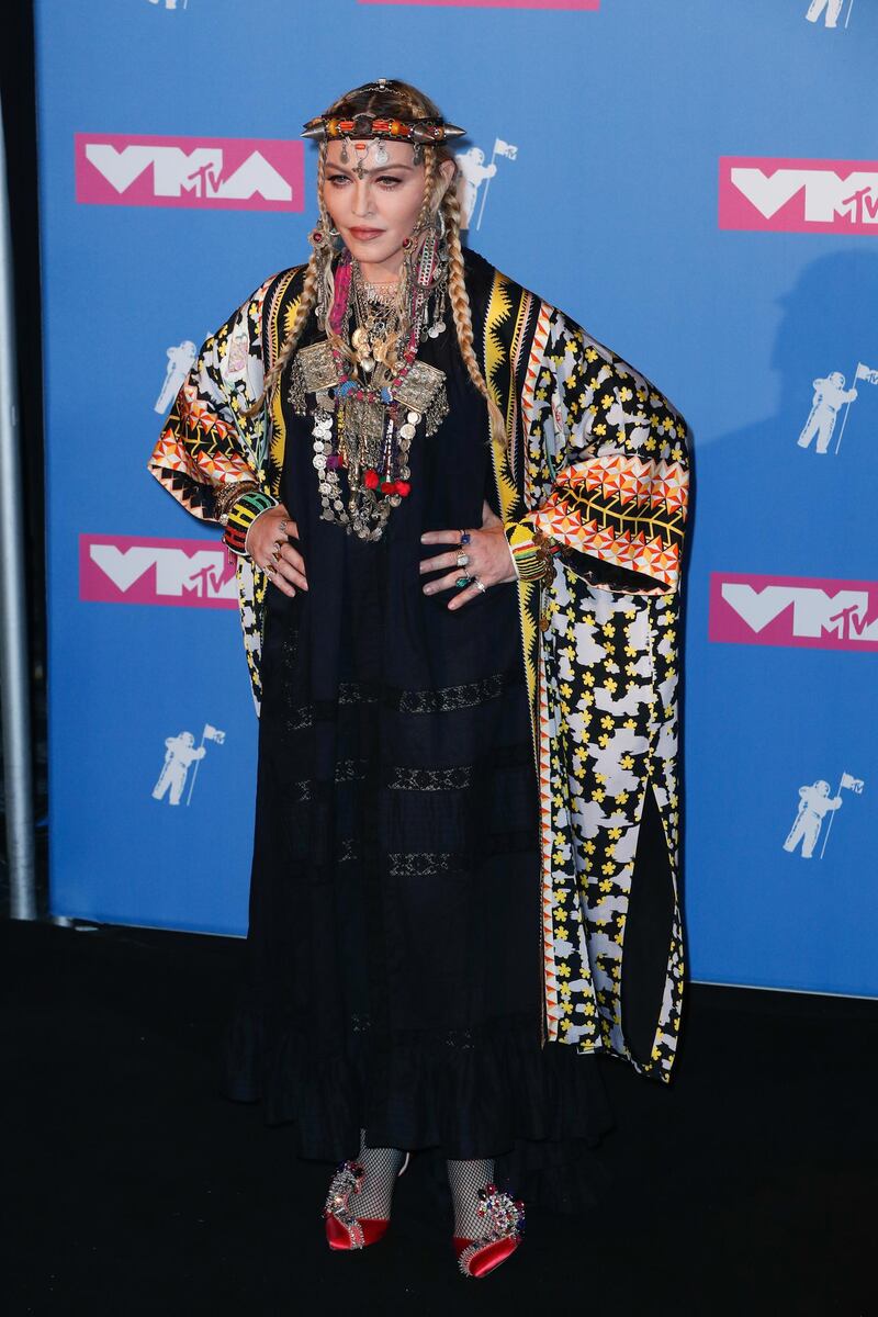 epa06961506 US singer-songwriter Madonna poses in the press room at the 2018 MTV Video Music Awards at Radio City Music Hall in New York, New York, USA, 20 August 2018.  EPA-EFE/JASON SZENES