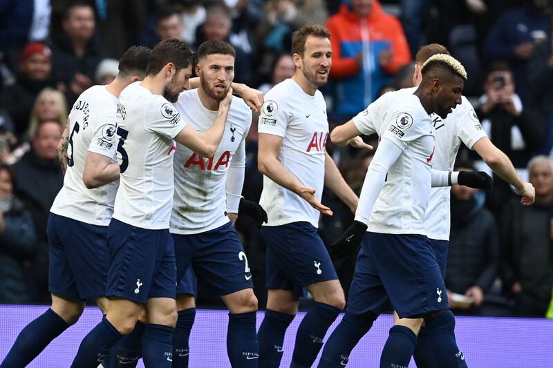 Tottenham's Matt Doherty  celebrates scoring in the 5-1 Premier League victory against Newcastle at Tottenham Hotspur Stadium. AFP