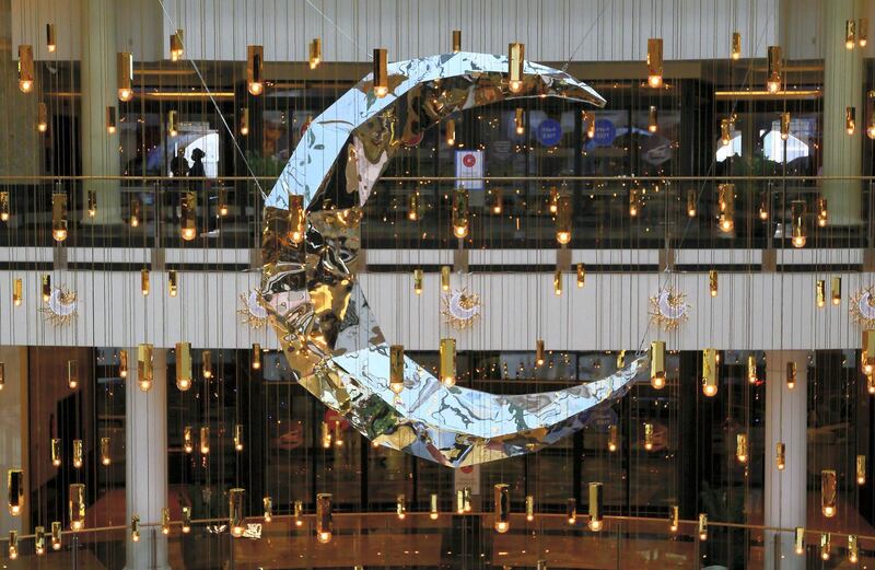 DUBAI , UNITED ARAB EMIRATES , April 12  – 2021 :-  Ramadan decoration at Mall of the Emirates in Dubai. ( Pawan Singh / The National ) For News/Online/Standalone