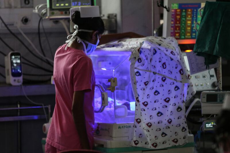 A nurse checks on a premature baby at the Castle Street Hospital for Women in Colombo. Lahiru Harshana / The National