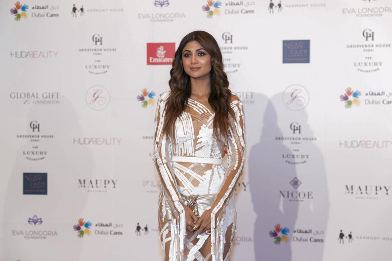 DUBAI, UNITED ARAB EMIRATES - DECEMBER 13, 2018. 

Actress Shilpa Shetty at the Global Gift Gala red carpet.

The gala returns to Dubai for the sixth time. The event is held at the Grosvenor House.

(Photo by Reem Mohammed/The National)

Reporter: 
Section:   NA