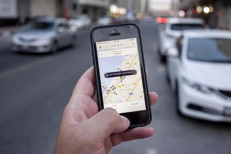 The Uber app on a smartphone. The company has experienced confrontations in other parts of the world. Antonie Robertson / The National