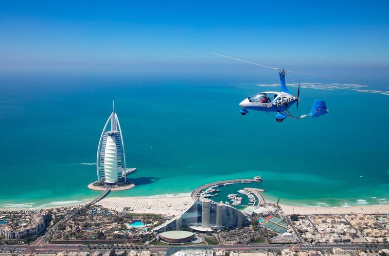 Gyrocopter flights are now available over Dubai during the summer. Courtesy SkyDive Dubai