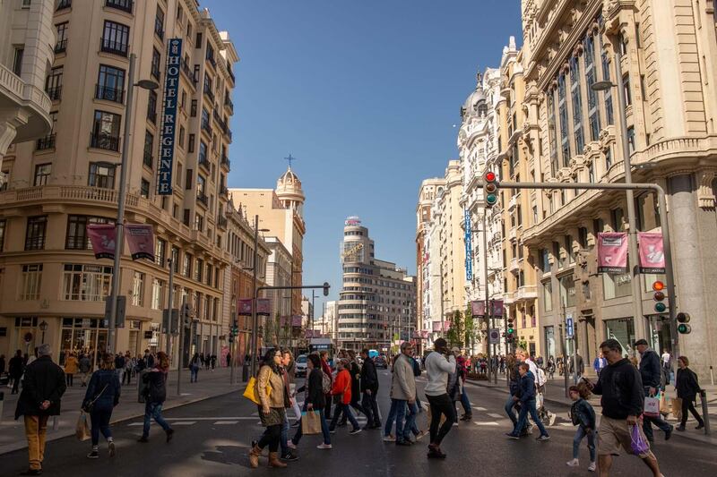 Gran Via, one of Madrid's most popular shopping streets. Photo by Kira Walker