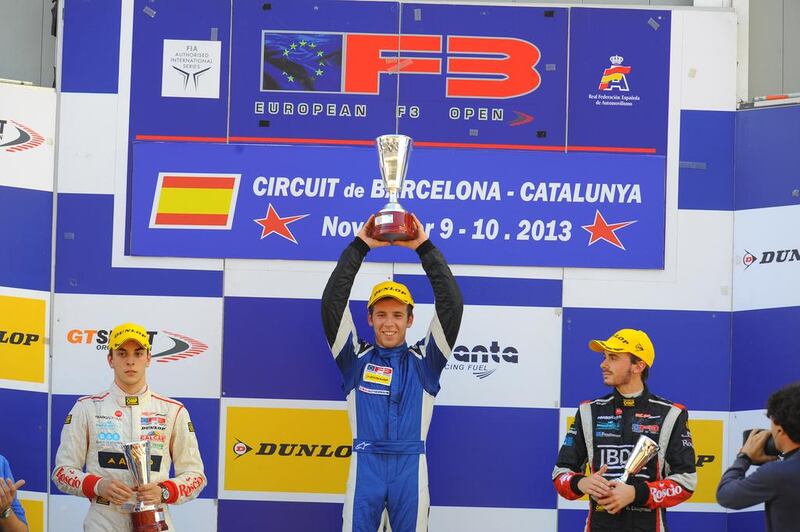 Ed Jones, pictured on top of the podium after winning the Formula 3 European Open championship, is making a name for himself in the United States. Courtesy: Ed Jones