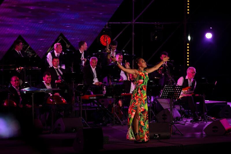 American singer, composer and actress Lisa Simone, accompanied Lebanese pianist Hani Siblini on stage. EPA