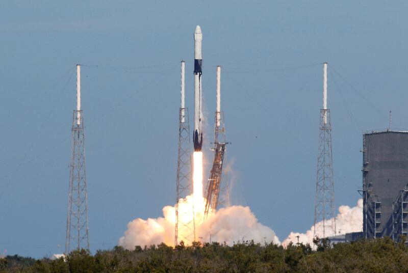 A SpaceX Dragon cargo craft launches aboard a Falcon 9 rocket to deliver supplies and equipment to the International Space Station from the Cape Canaveral Air Force Station in Cape Canaveral, Florida, U.S., December 5, 2018. REUTERS/Joe Skipper
