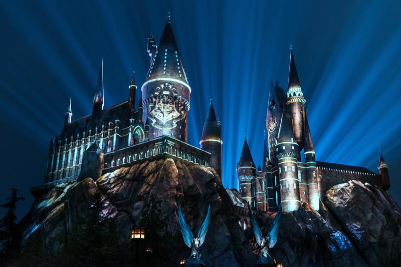 'The Nighttime Lights at Hogwarts Castle' at The Wizarding World of Harry Potter in Universal Studios Hollywood. Photo: Universal Studios