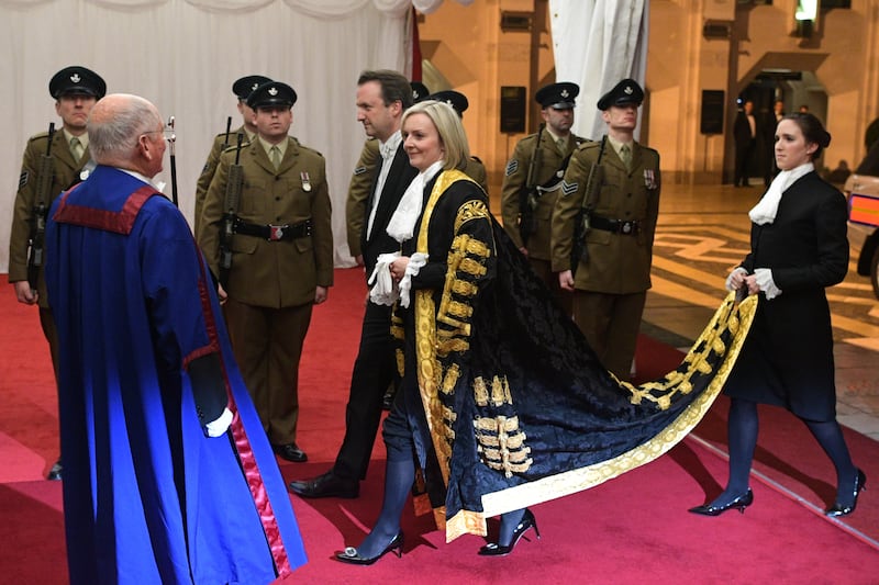 Liz Truss arrives to attend the Lord Mayor's Banquet at Guildhall in 2016. Getty Images