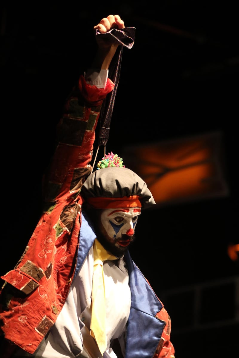 Hazem Zaidan performs in the show, which details real-life stories from Syrians during the years of war. EPA