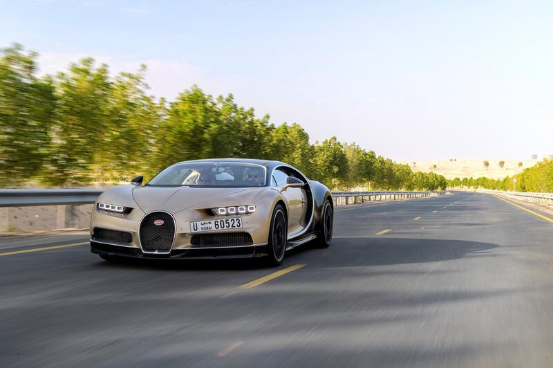 The National drove the Chrion from Dubai to Jebel Hafeet, near Al Ain. Bugatti Automobiles SAS