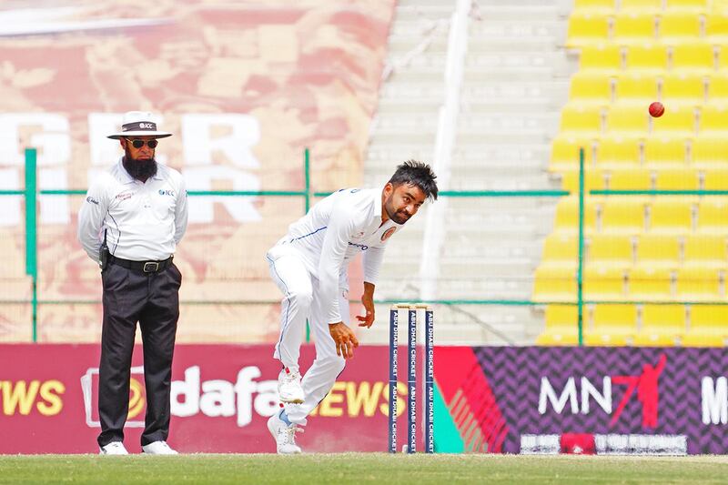 Rashid Khan took 11 wickets in the match to inspire Afghanistan's victory. Courtesy Abu Dhabi Cricket