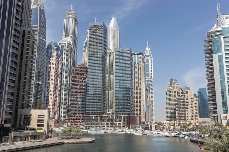 DUBAI, UNITED ARAB EMIRATES. 13 JANUARY 2019. STOCK PHOTOGRAPHY. The Marina area of Dubai (Photo: Antonie Robertson/The National) Journalist: None. Section: Stock.