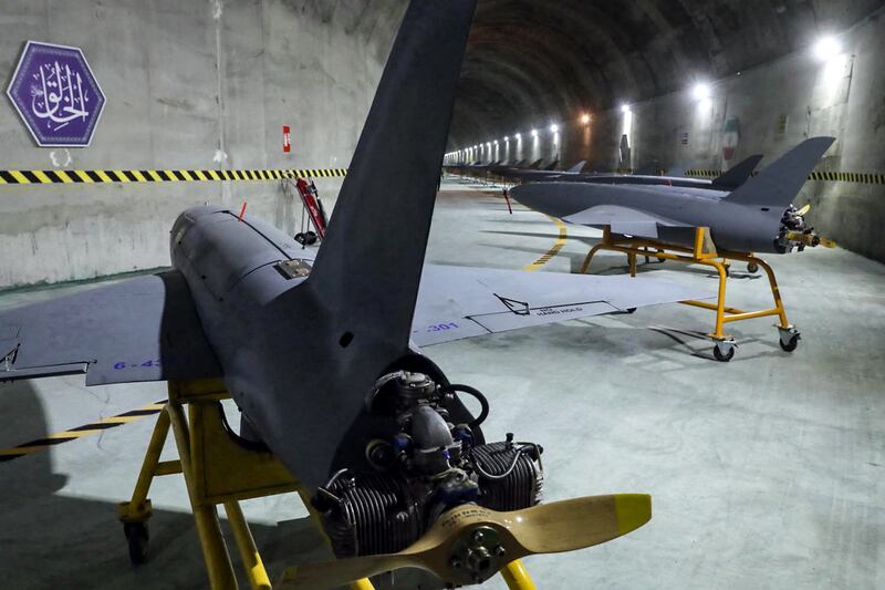 Iranian Army drones believed to be held at an underground facility in the Zagros Mountains, a range that runs 1,600 kilometres through Iran, Iraq and Turkey.  AFP