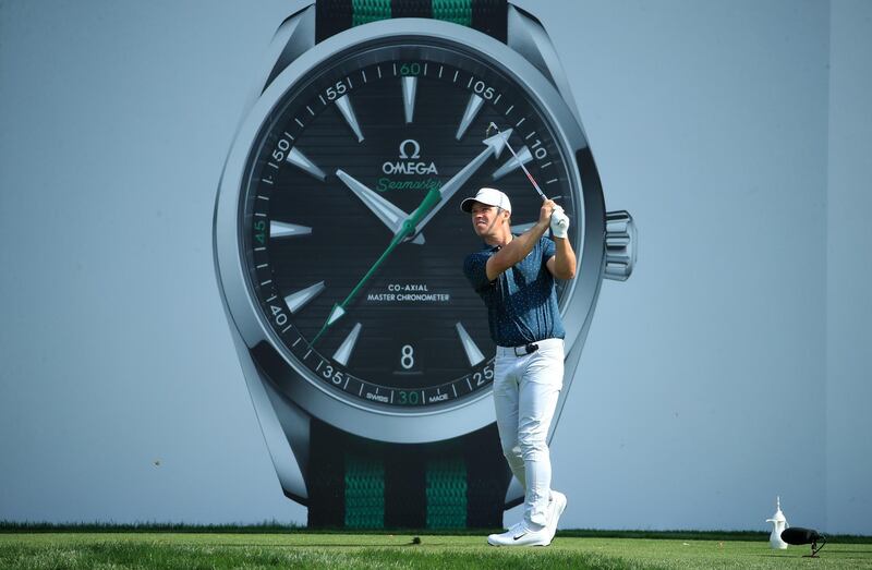 Paul Casey hits his tee shot on the 7th hole at the Emirates Golf Club on his way to a final round of 70. Getty