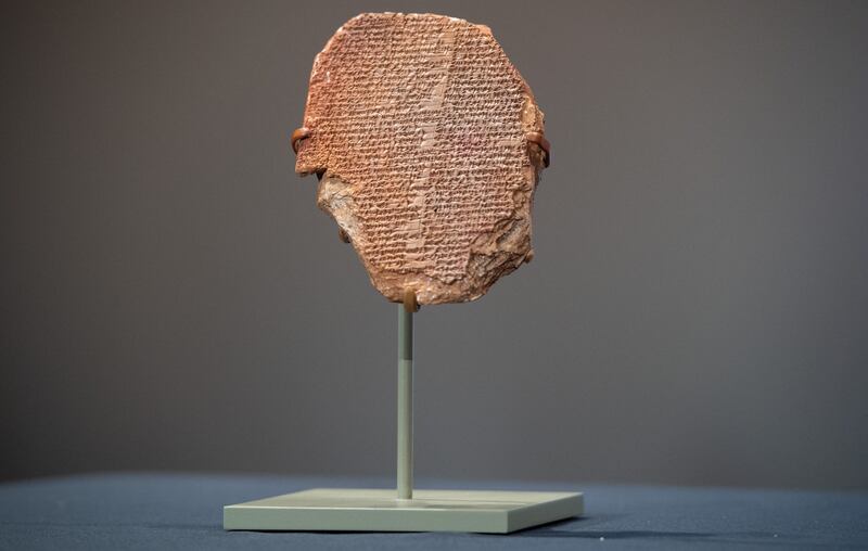 The Gilgamesh Tablet, a 3,500-year-old Mesopotamian cuneiform clay tablet that was believed to be looted from Iraq around 1991 and illegally imported into the US to be displayed in a Washington museum. AFP