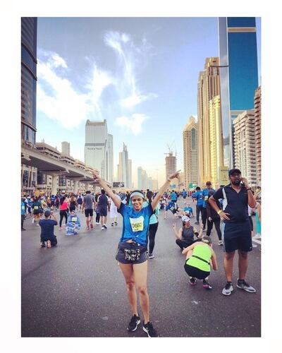 Alishya Carvalho at the Dubai Run, part of the Dubai Fitness Challenge. Courtesy of Alishya Carvalho