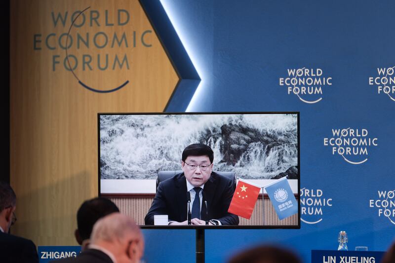 Zhigang Zhang, president of the State Grid Corporation of China, speaks at the WEF meeting in Davos. Photo: World Economic Forum