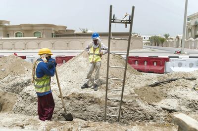 RAS AL KHAIMAH, UNITED ARAB EMIRATES - AUGUST 8, 2018. 

RAK sewage connection project is still under process. The project aims to connect about 565 residences and businesses in Al Mairid area to the sewerage network and removing the septic tanks. 

(Photo by Reem Mohammed/The National)

Reporter: RUBA HAZA
Section:  NA